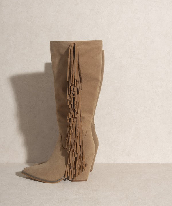 OASIS SOCIETY OUT WEST - Knee-High Fringe Boots - Tigbuls Variety Fashion