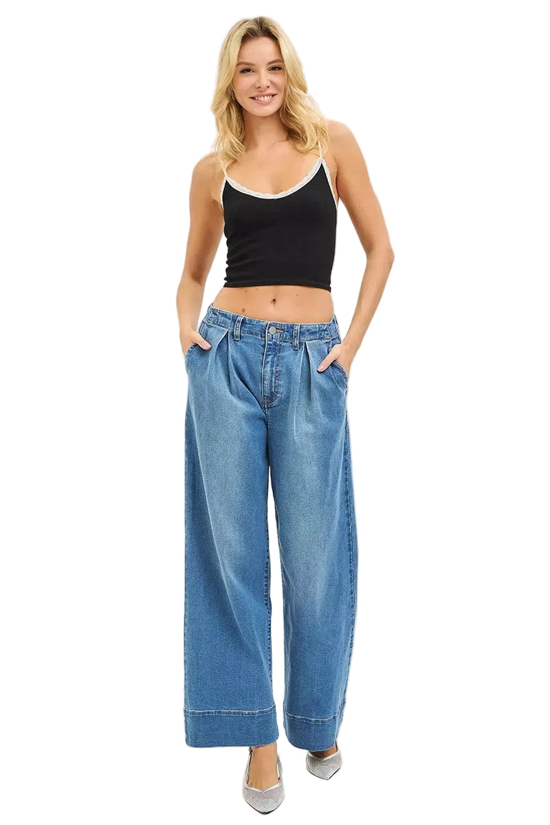 RISEN Slouchy Wide Leg Jeans With Pleats | Tigbuls Variety Fashion