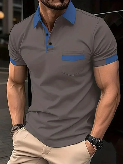 Men's Full Size Contrast Collared Neck Short Sleeve Polo Plus Size - Tigbul's Variety Fashion Shop