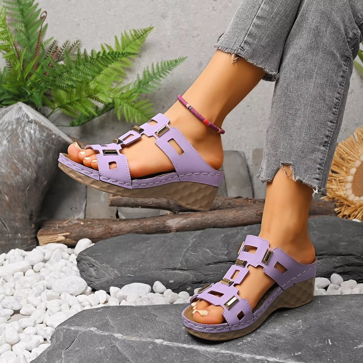 Women's Open Toe Wedge Sandals - Tigbul's Variety Fashion Shop