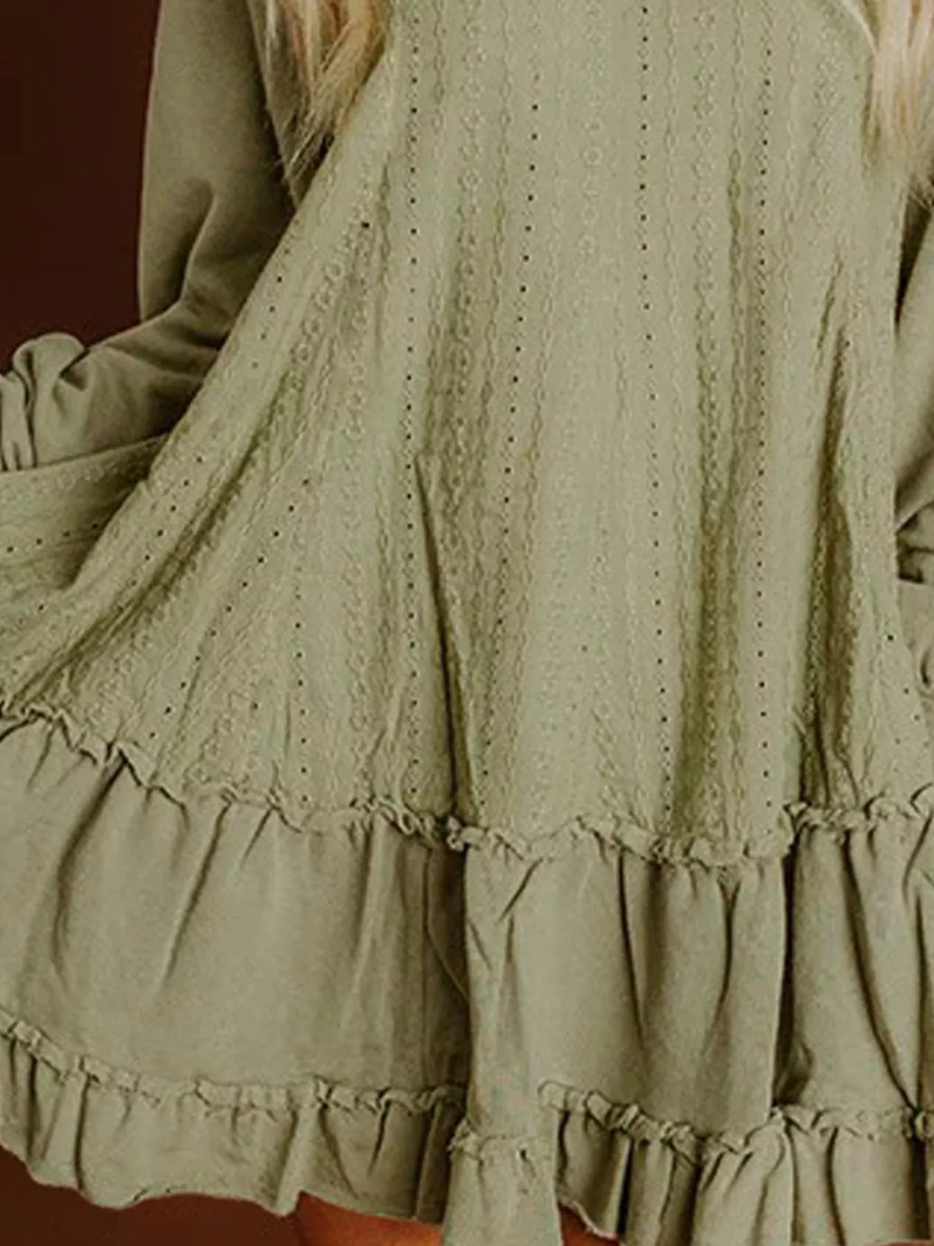 Frill Round Neck Long Sleeve Mini Dress - Tigbul's Variety Fashion Shop