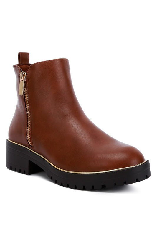 Thorin Metallic Frame Block Heel Boots - Tigbul's Variety Fashion Shop