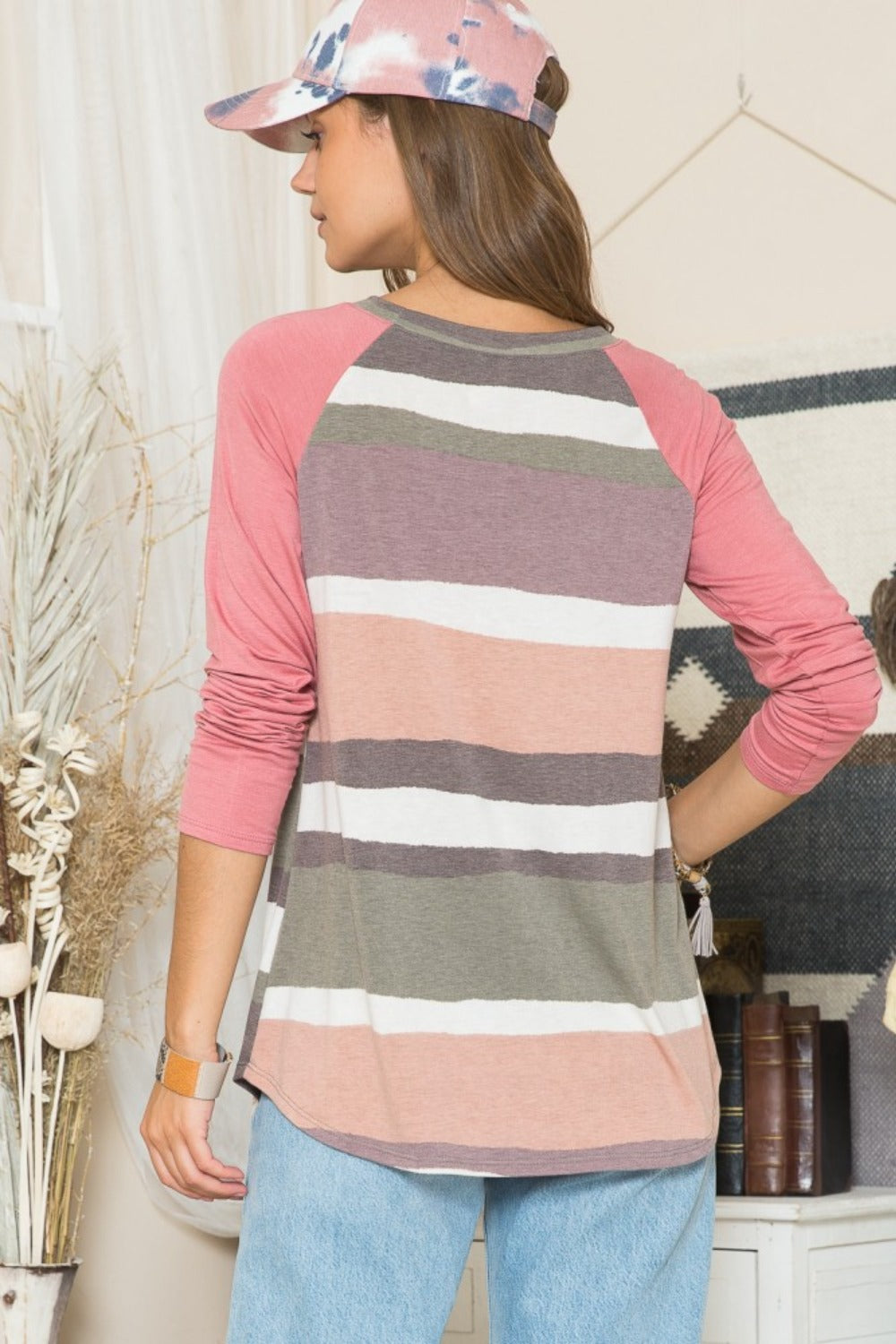 Celeste Full Size Striped Contrast Long Sleeve T-Shirt - Tigbul's Variety Fashion Shop