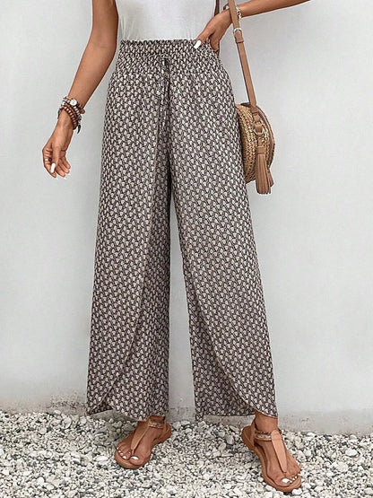 Tied Printed Wide Leg Pants - Tigbul's Variety Fashion Shop