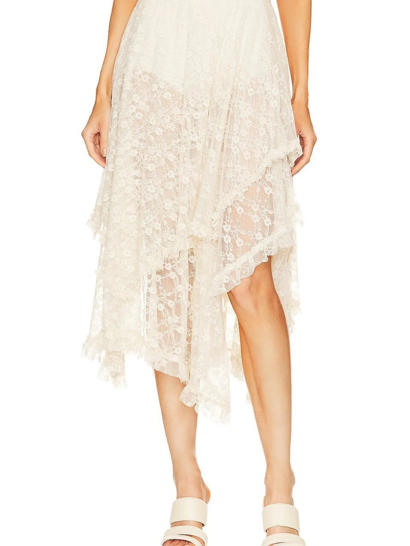 Asymmetrical Lace Midi Skirt - Tigbul's Variety Fashion Shop