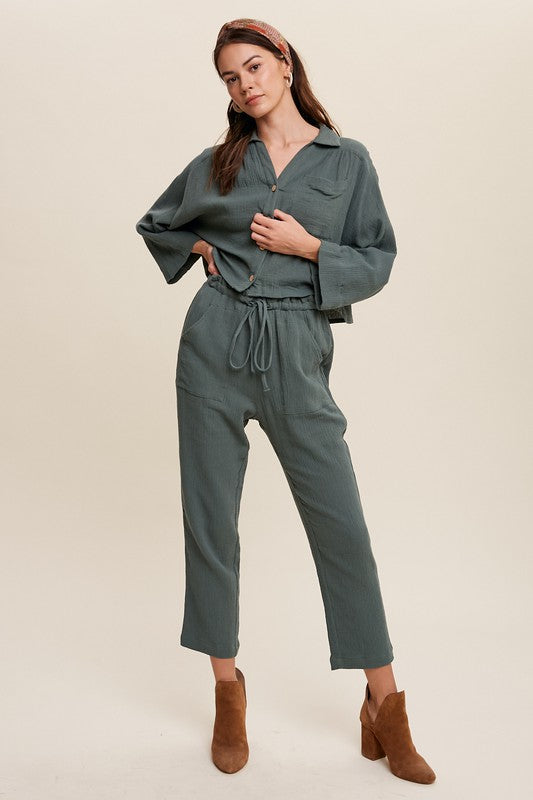 Long Sleeve Button Down and Long Pants Sets - Tigbuls Variety Fashion