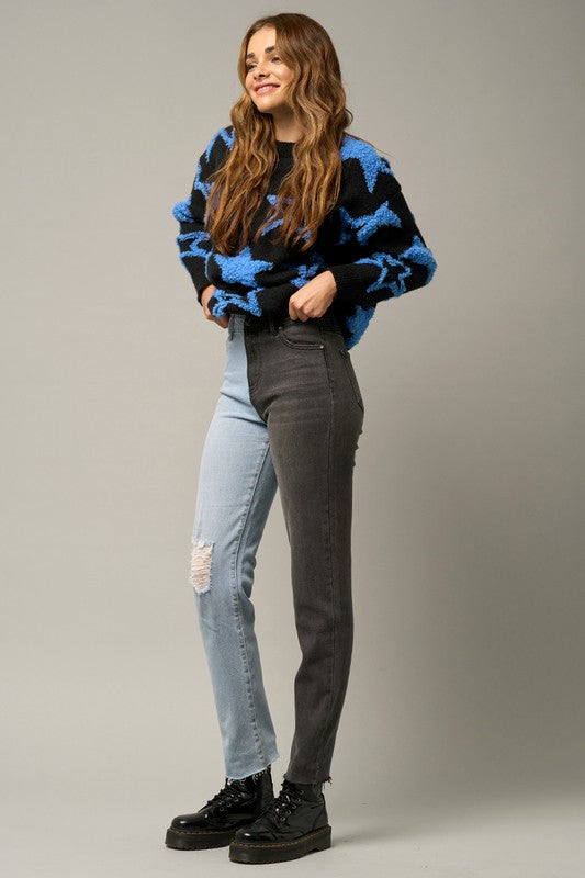 Tow Tone Girlfriend Jeans - Tigbul's Variety Fashion Shop