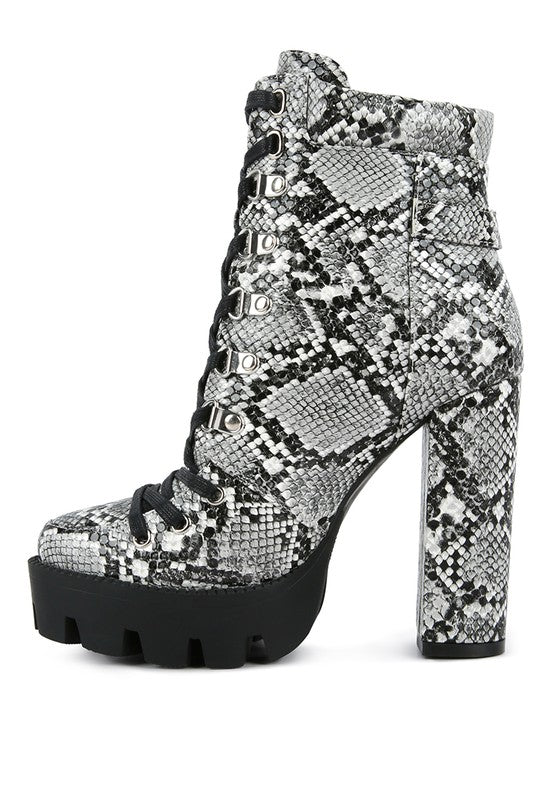 Palmetto Snake Skin Ankle Boots - Tigbul's Variety Fashion Shop