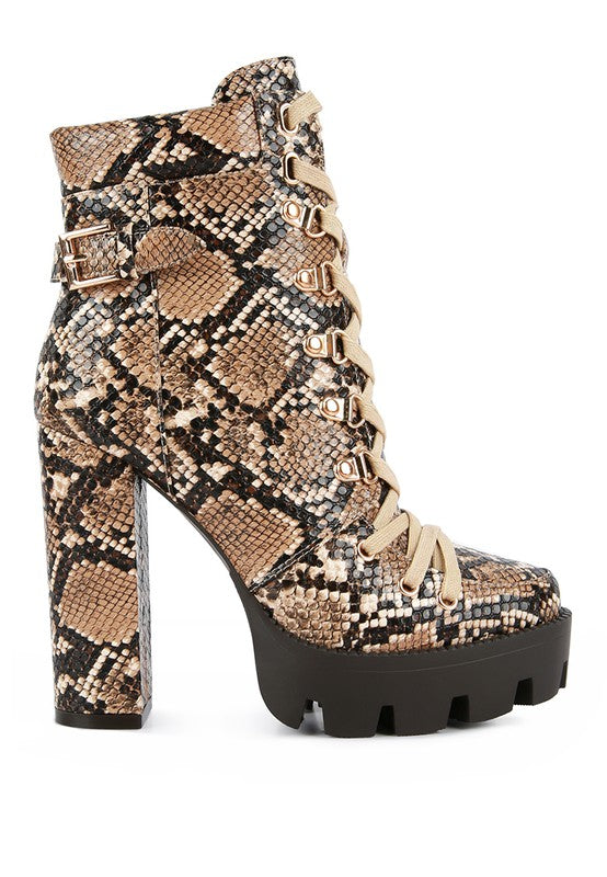 Palmetto Snake Skin Ankle Boots - Tigbul's Variety Fashion Shop