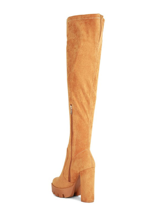 Maple High  Block Heeled Faux Suede Long Boots - Tigbul's Variety Fashion Shop