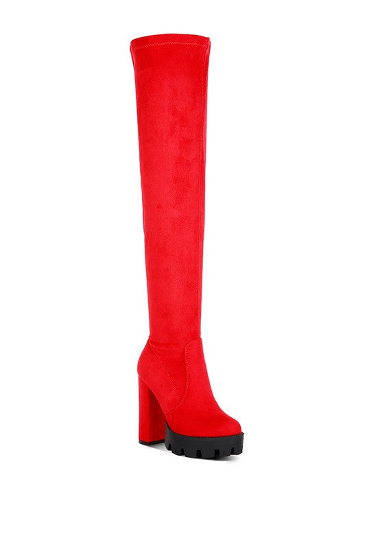 Maple High  Block Heeled Faux Suede Long Boots - Tigbuls Variety Fashion