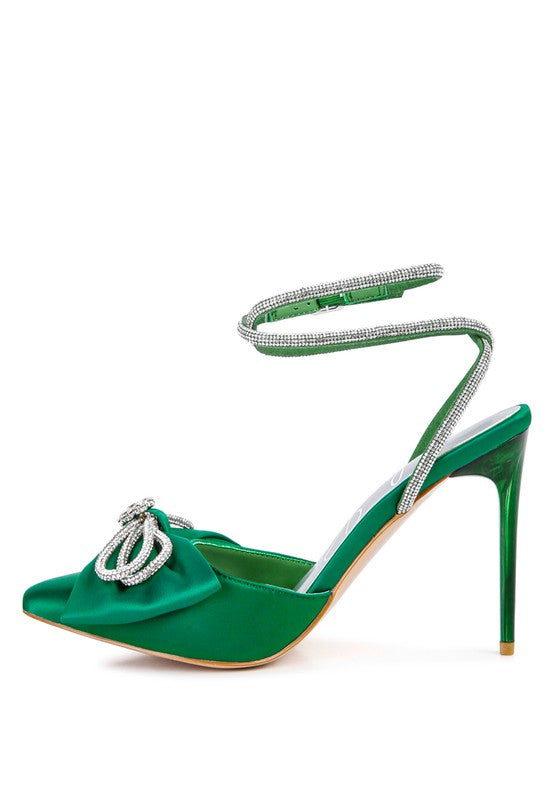 Winged High Heel Rhinestone Embellished Sandals - Tigbul's Variety Fashion Shop