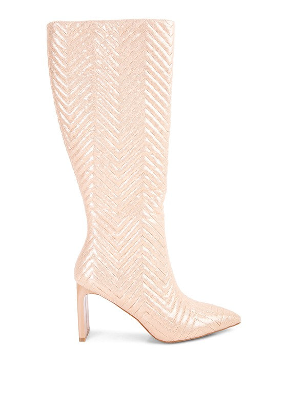 Prinkles Quilted High Italian Block Heeled Boots - Tigbul's Variety Fashion Shop