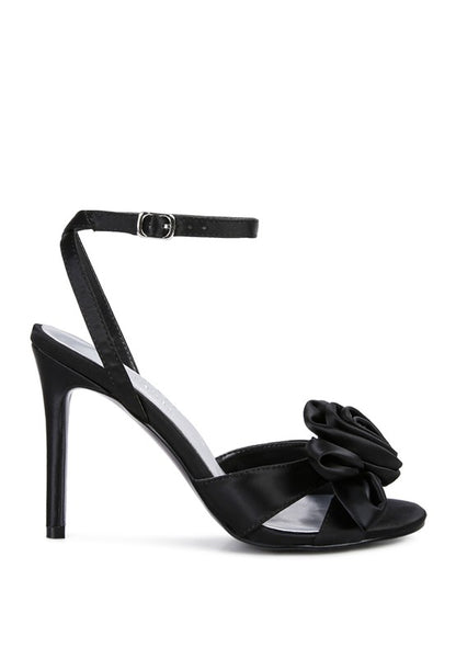 CHAUMET Rose Bow Satin Heeled Sandals - Tigbuls Variety Fashion