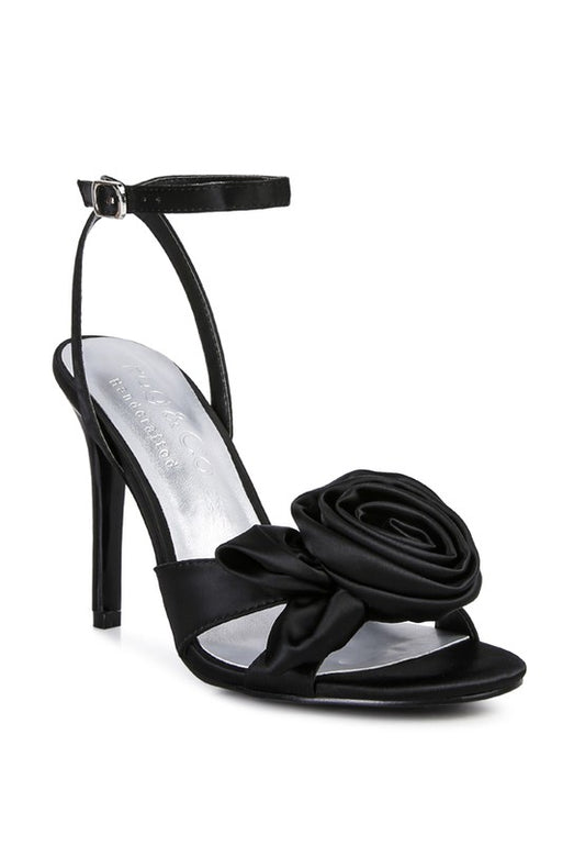 CHAUMET Rose Bow Satin Heeled Sandals - Tigbuls Variety Fashion