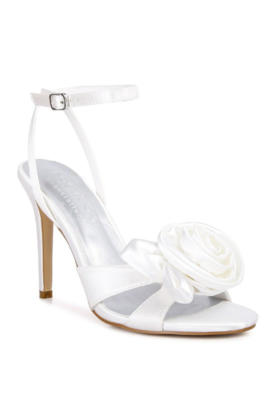 CHAUMET Rose Bow Satin Heeled Sandals - Tigbuls Variety Fashion