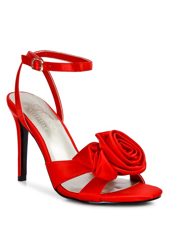 CHAUMET Rose Bow Satin Heeled Sandals - Tigbuls Variety Fashion