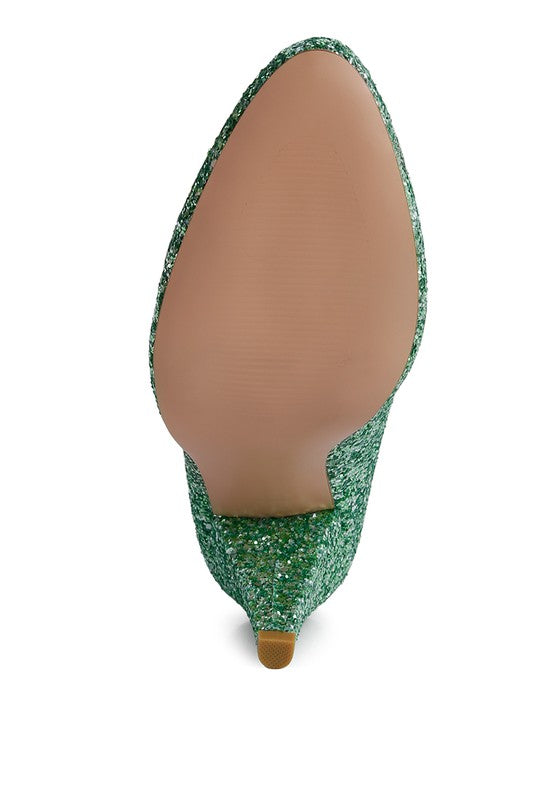 Sugar Plum Glitter Conical Heel Pumps - Tigbuls Variety Fashion