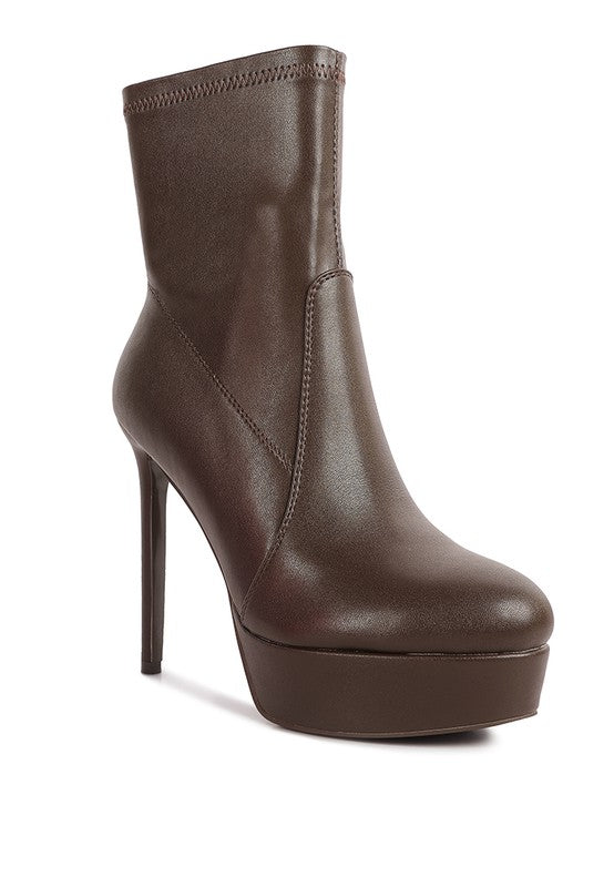 Rossetti Stretch Pu High Heeled Ankle Boot - Tigbul's Variety Fashion Shop