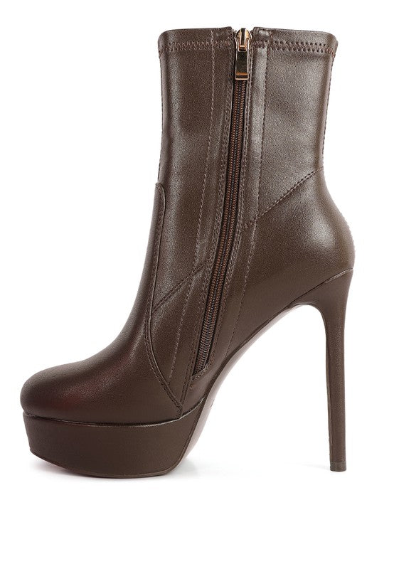 Rossetti Stretch Pu High Heeled Ankle Boot - Tigbul's Variety Fashion Shop