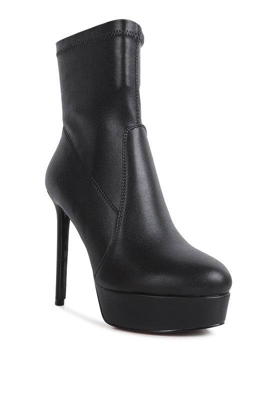 Rossetti Stretch Pu High Heeled Ankle Boot - Tigbul's Variety Fashion Shop