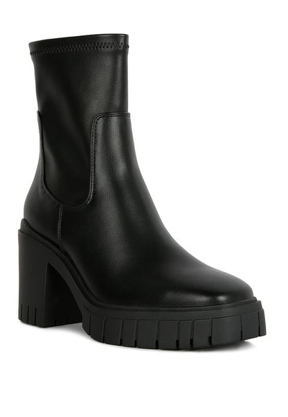Kokum Faux Leather Platform Heeled Ankle Boot - Tigbul's Variety Fashion Shop