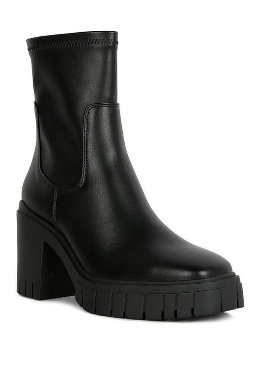 Kokum Faux Leather Platform Heeled Ankle Boot - Tigbul's Variety Fashion Shop