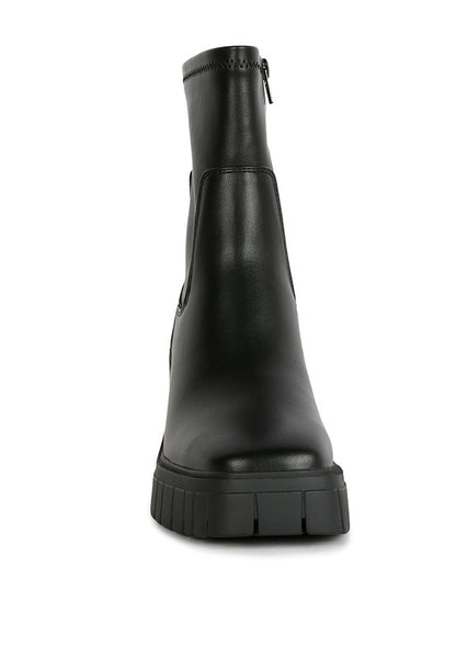 Kokum Faux Leather Platform Heeled Ankle Boot - Tigbul's Variety Fashion Shop