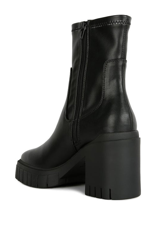 Kokum Faux Leather Platform Heeled Ankle Boot - Tigbul's Variety Fashion Shop