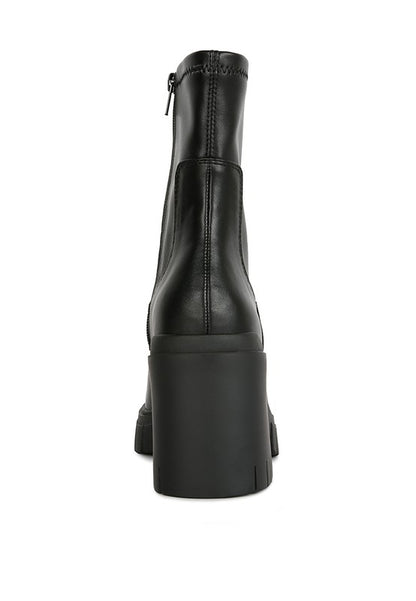 Kokum Faux Leather Platform Heeled Ankle Boot - Tigbul's Variety Fashion Shop