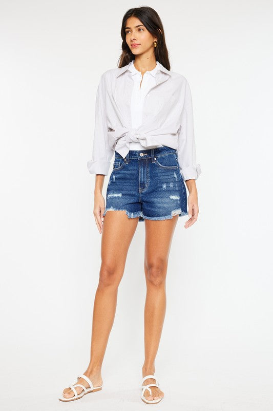 High Rise No Stitch Frayed Hem Shorts - Tigbuls Variety Fashion