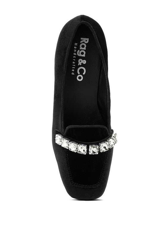 LAMINGTON Handcrafted Velvet Diamante Loafers - Tigbuls Variety Fashion