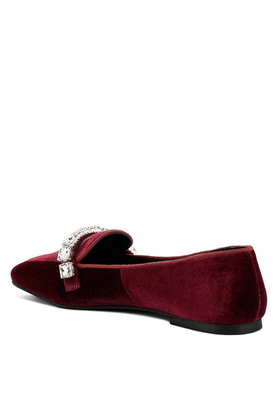 LAMINGTON Handcrafted Velvet Diamante Loafers - Tigbuls Variety Fashion