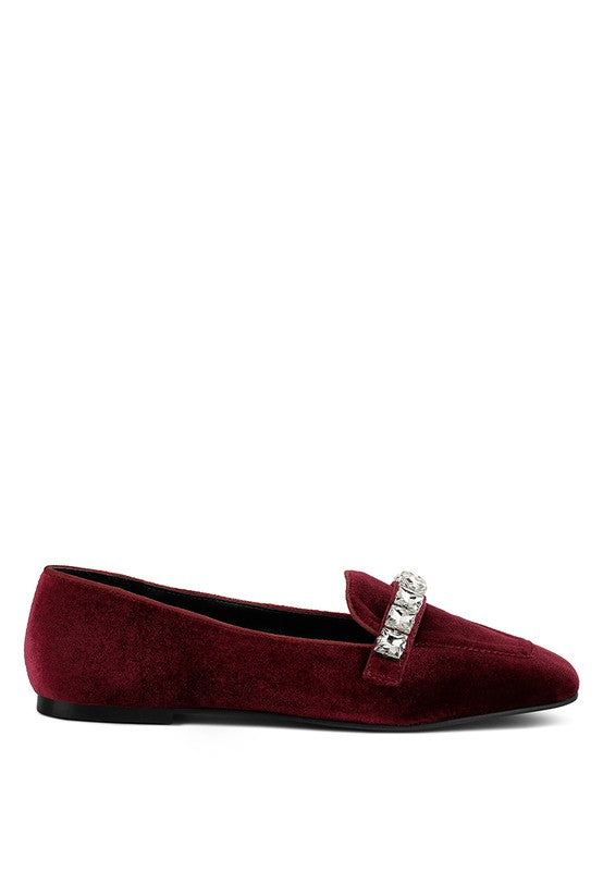 LAMINGTON Handcrafted Velvet Diamante Loafers - Tigbuls Variety Fashion