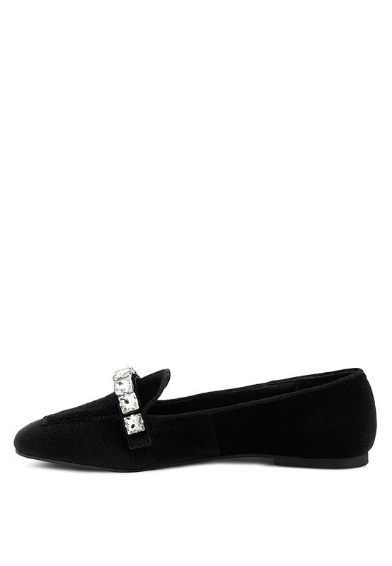 LAMINGTON Handcrafted Velvet Diamante Loafers - Tigbuls Variety Fashion