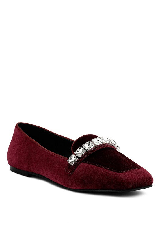 LAMINGTON Handcrafted Velvet Diamante Loafers - Tigbuls Variety Fashion