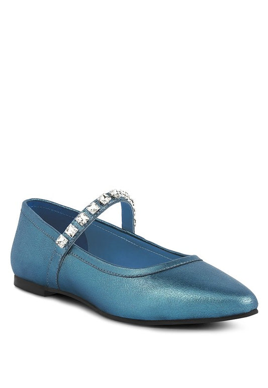 ALVERNO Metallic Leather Mary Jane Flats - Tigbuls Variety Fashion