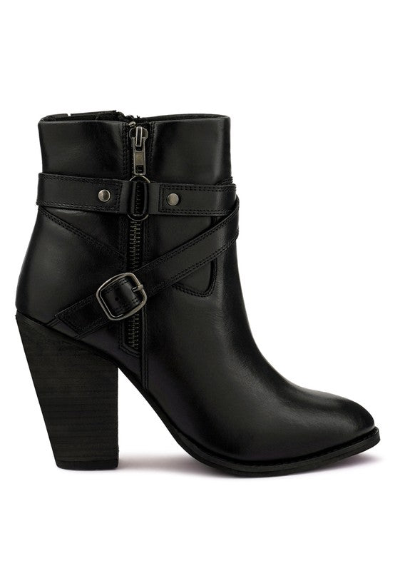 CAT-TRACK Leather Heeled Ankle Boots - Tigbuls Variety Fashion