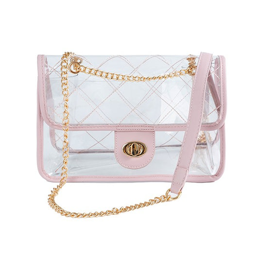 TRENDY  HIGH QUALITY QUILTED CLEAR PVC BAG - Tigbul's Variety Fashion Shop