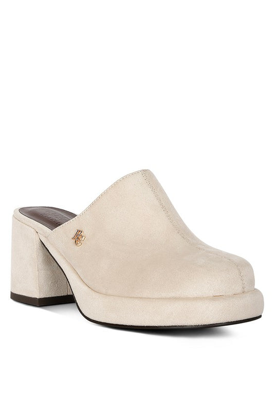 DELAUNAY Suede Heeled Mule Sandals - Tigbuls Variety Fashion