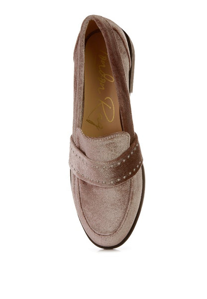 Walkin Stud Detail Velvet Loafers - Tigbuls Variety Fashion