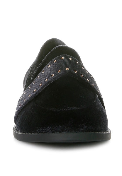 Walkin Stud Detail Velvet Loafers - Tigbuls Variety Fashion