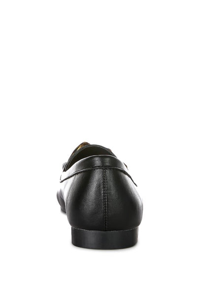 Chunky Metal Chain Faux Leather Loafers - Tigbuls Variety Fashion