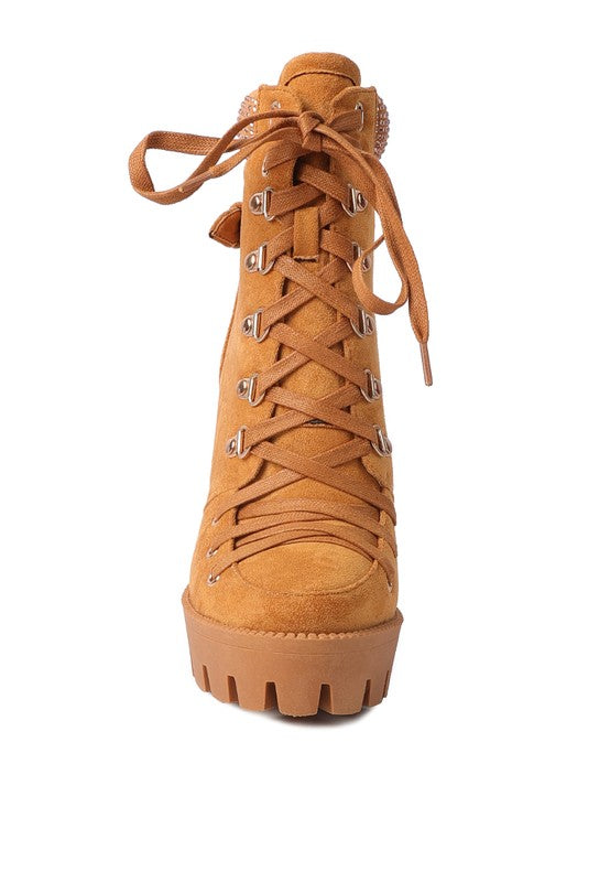 Birch Diamante Set Block Heeled Ankle Boot - Tigbul's Variety Fashion Shop