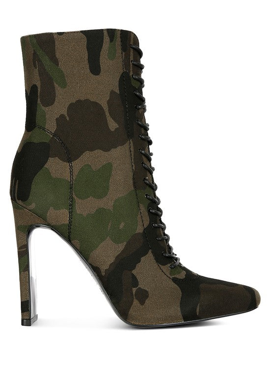 WYNDHAM Lace Up Leather Ankle Boots in Camouflage - Tigbuls Variety Fashion