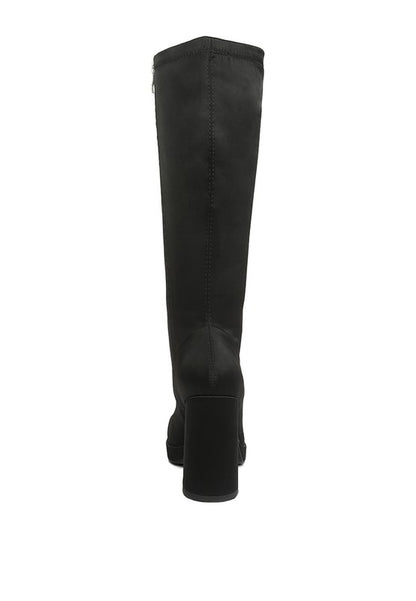 PRESTO Black Stretchable Satin Long Boot - Tigbuls Variety Fashion