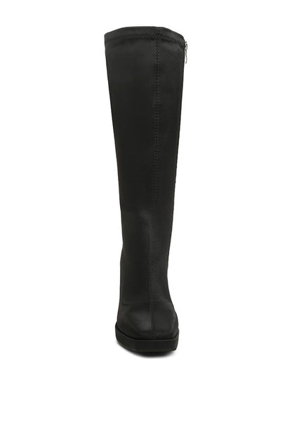 PRESTO Black Stretchable Satin Long Boot - Tigbuls Variety Fashion