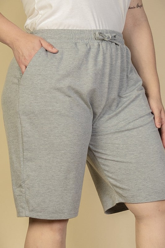 Plus Size French Terry Bermuda Shorts - Tigbul's Variety Fashion Shop