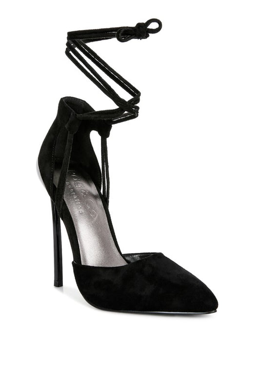 RULE BREAKER Black Lace Up Stiletto Sandals - Tigbuls Variety Fashion