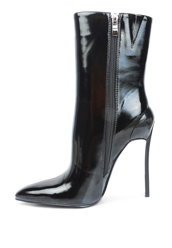 Black Size 10 Mercury Patent High Heeled Ankle Boot - Tigbul's Variety Fashion Shop